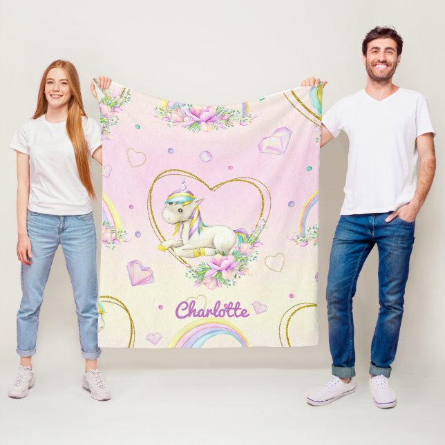 Couverture Polaire Unicorne personnalisée (En situation)