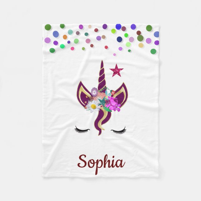 Couverture Polaire Unicorne personnalisée avec poney (Devant)