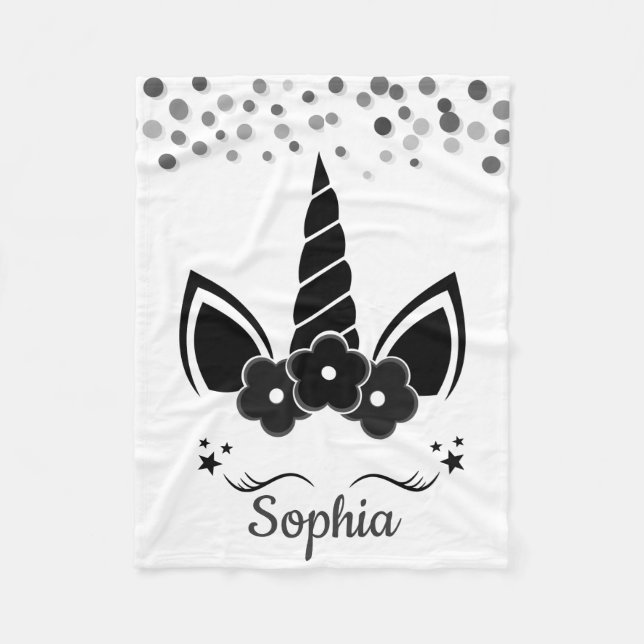 Couverture Polaire Unicorne personnalisée avec Pony Black (Devant)