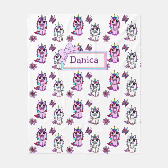 Couverture Polaire Unicorne personnalisée avec pourpre de cou (Devant)