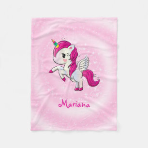 Couverture Polaire Unicorne Rose Et Blanc