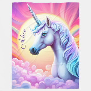 Couverture Polaire Unicorne rose mignonne et nom Sherpa Blanket