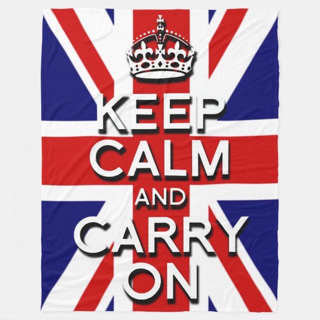 Couverture Polaire Union Jack gardez votre calme et continuez (Devant)