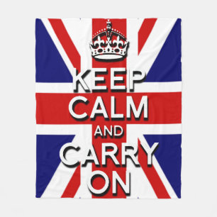 Couverture Polaire Union Jack restez calme et continuez