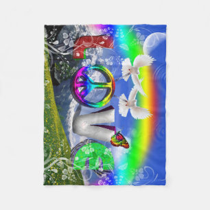 Couverture Polaire Unique Conçu Surreal Peace and Love Art