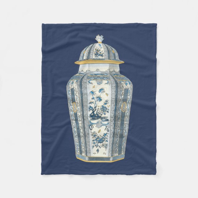 Couverture Polaire Urne asiatique décorative dans bleu et blanc (Devant)