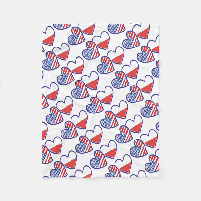 COUVERTURE POLAIRE USA-POLISH-FLAG-HEARTS (Devant)