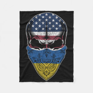 Couverture Polaire Usa Ukraine Roots - Ukrainian American Flag Skull 