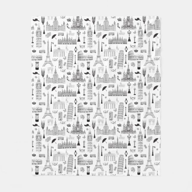 Couverture Polaire Vacances dans le motif de l'Europe (Devant)