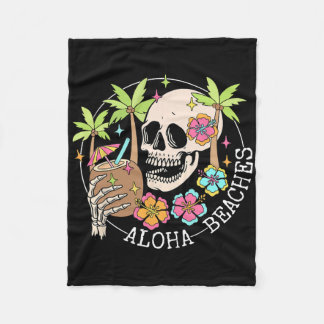 Couverture Polaire Vacances d'été squelette d'Aloha Beachs Hawaï Fami
