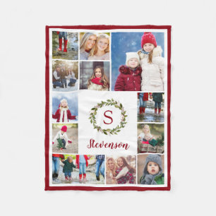 Couverture Polaire Vacances Verdure Wreath Famille Monogramme 12 Phot