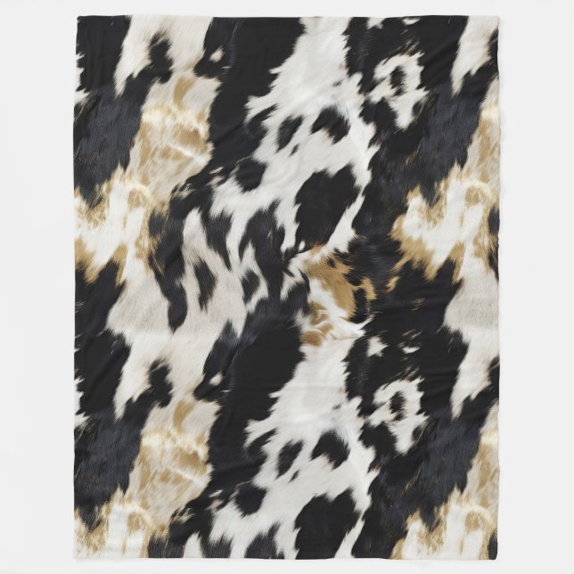 Couverture Polaire Vache blanche noire (Devant)