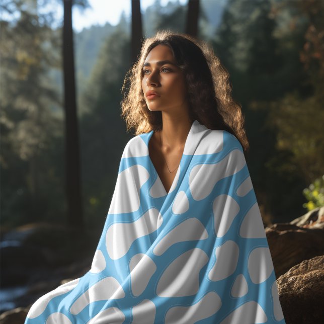 Couverture Polaire Vache bleue et blanche Impression esthétique (Créateur téléchargé)