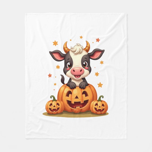 Couverture Polaire Vache citrouille Patch (Devant)