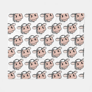 Couverture Polaire vache de dessin animé noir blanc rose baiser gris