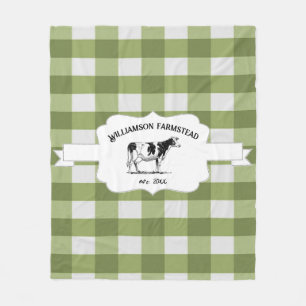 Couverture Polaire Vache de la ferme de Buffalo vert Blanche