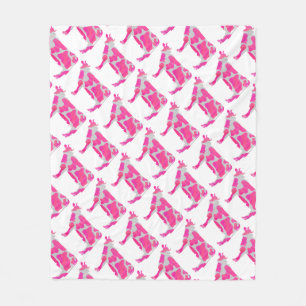 Couverture Polaire Vache Rose et Blanche Silhouette