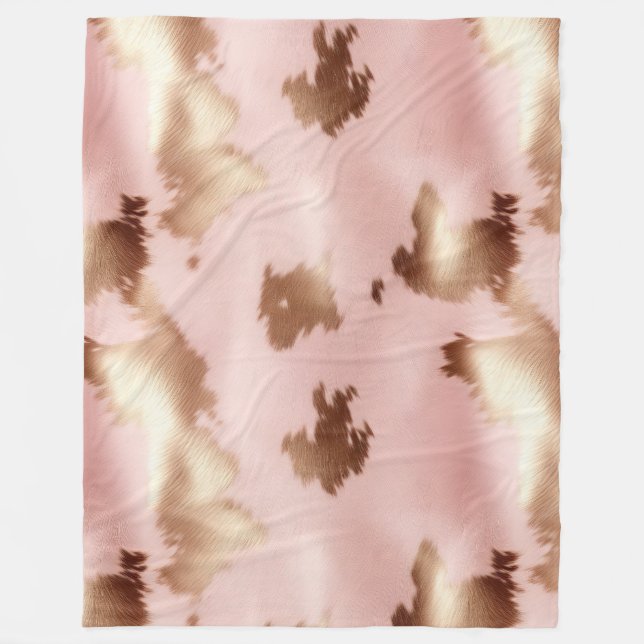 Couverture Polaire Vachette blanche en or rose (Devant)