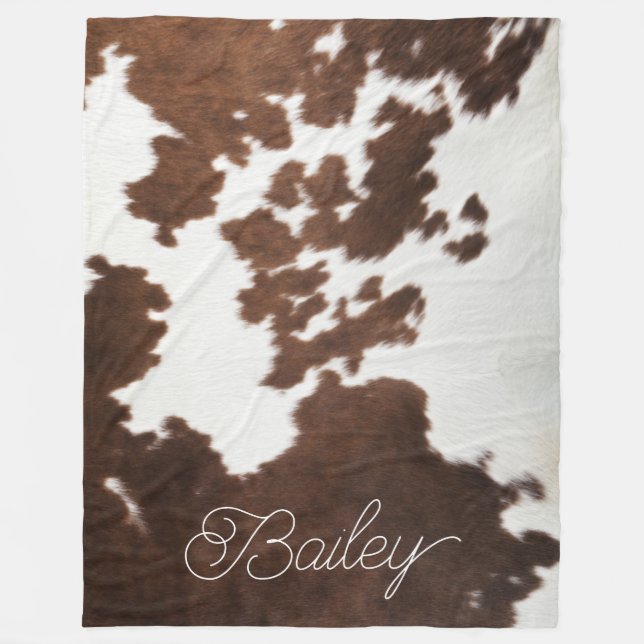 Couverture Polaire Vachette Brown et blanche (Devant)