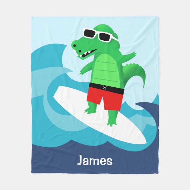 Couverture Polaire Vague Colorée Alligator Surf Jeter (Devant)