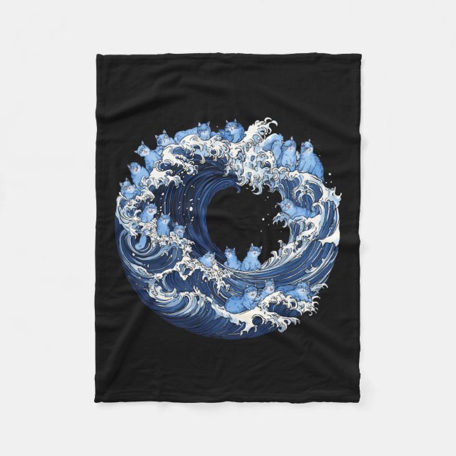 Couverture Polaire Vague De Chats Bleus Pour Kamala (Devant)