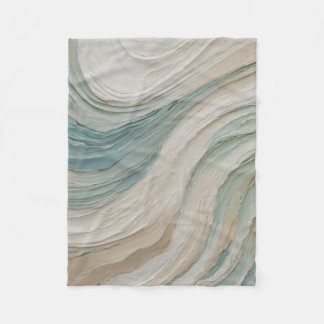 Couverture Polaire Vagues Abstraites Bleu Vert Beige Côtières