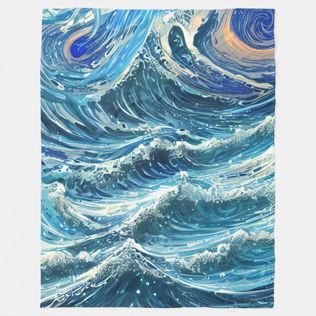 Couverture Polaire Vagues de l'océan bleu (Devant)