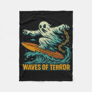 Couverture Polaire Vagues de terreur drôle fantôme surfeur oeuvre Hal