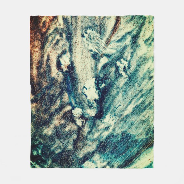 Couverture Polaire Vagues d'océan bleu et blanc (Devant)