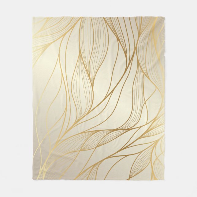 Couverture Polaire Vagues dorées de luxe : Design Vintage de qualité (Devant)