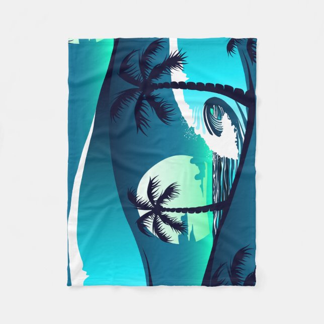 Couverture Polaire Vagues et palmiers (Devant)