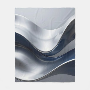 Couverture Polaire Vagues fluides argent et marine Design moderne abs