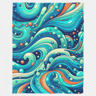Couverture Polaire "Vagues océaniques psychédéliques"