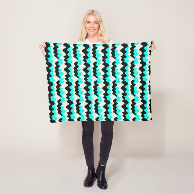 Couverture Polaire Vagues turquoise (En situation)