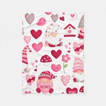 Valentine Gnome Fleece Blanche