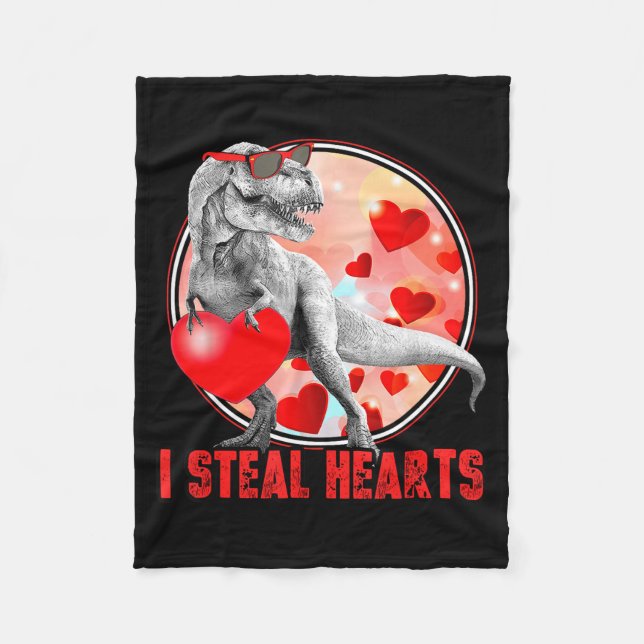 Couverture Polaire Valentines Day Dinosaur T Rex I Steal Hearts Funny (Devant)