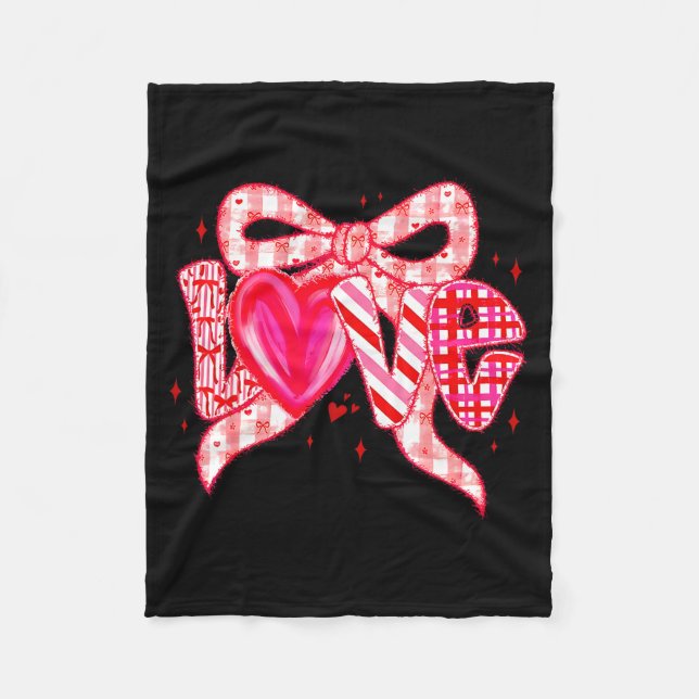 Couverture Polaire Valentines Day Love Funny Coquette Bow Checkered N (Devant)