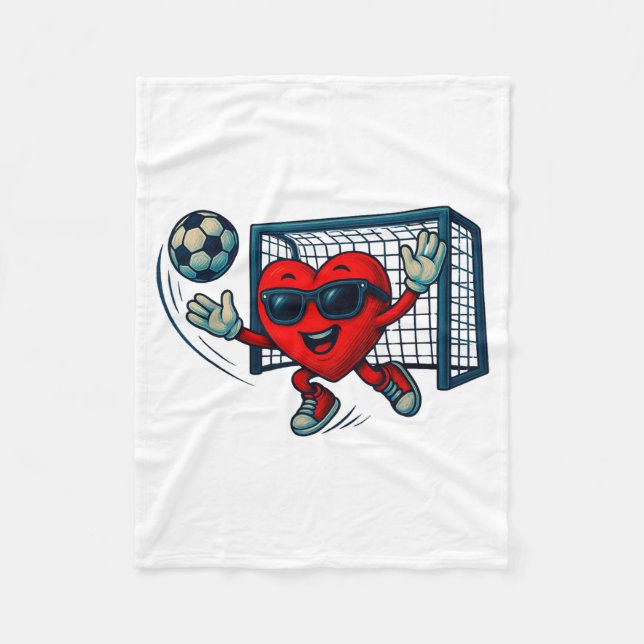 Couverture Polaire Valentines Day Soccer Goalkeeper Funny Heart Boys  (Devant)