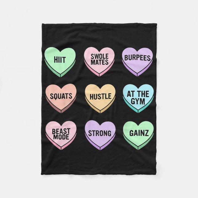 Couverture Polaire Valentines Jour Bonbons Coeur Bodybuilding Fitness (Devant)