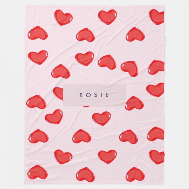 Couverture Polaire Valentines personnalisées de Lolipop Coeur Monogra (Devant)