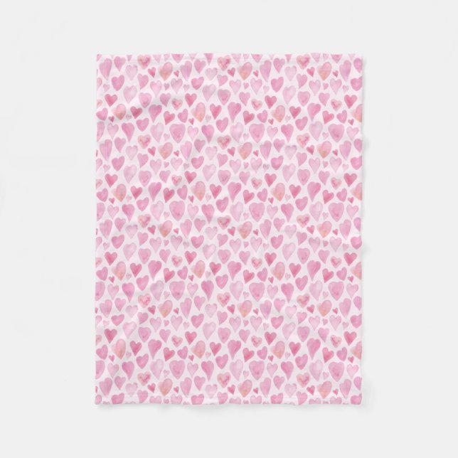 Couverture Polaire Valentines roses Jour Amour motif de coeur (Devant)