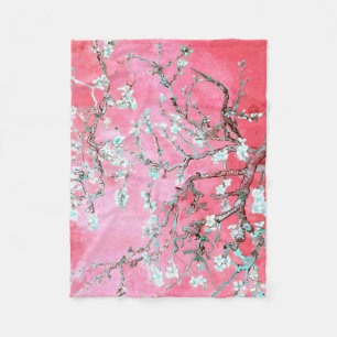 Couverture Polaire Van Gogh Almond Blossoms rose bleu