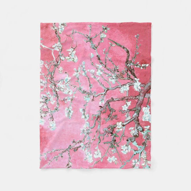 Couverture Polaire Van Gogh Almond Blossoms rose bleu (Devant)