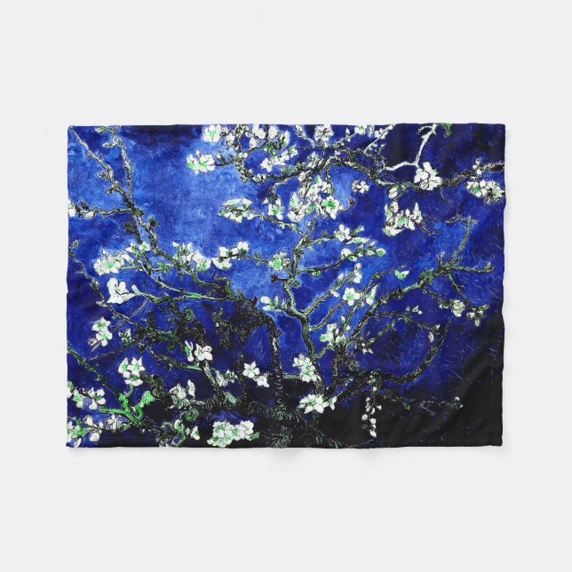 Couverture Polaire Van Gogh Almond Blossoms Vibrant Bleu (Devant (Horizontal))
