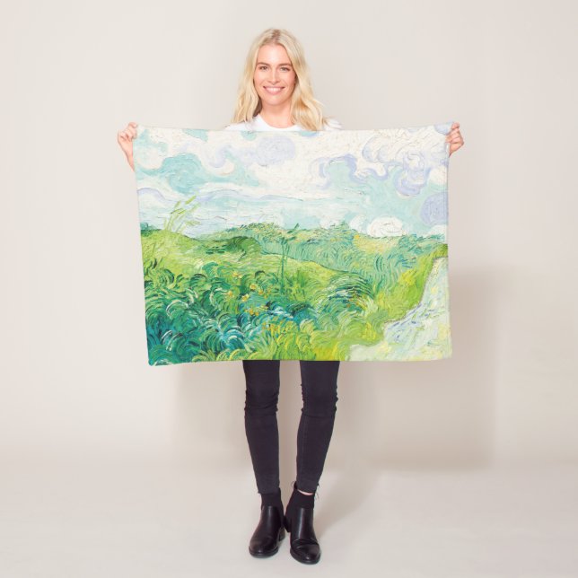 Couverture Polaire Van Gogh. Green Blé Fields Auvers. Impressionnisme (En situation)