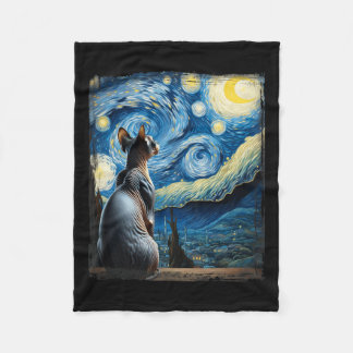 Couverture Polaire Van Gogh Starry Style de nuit Sphynx Artistique Ch
