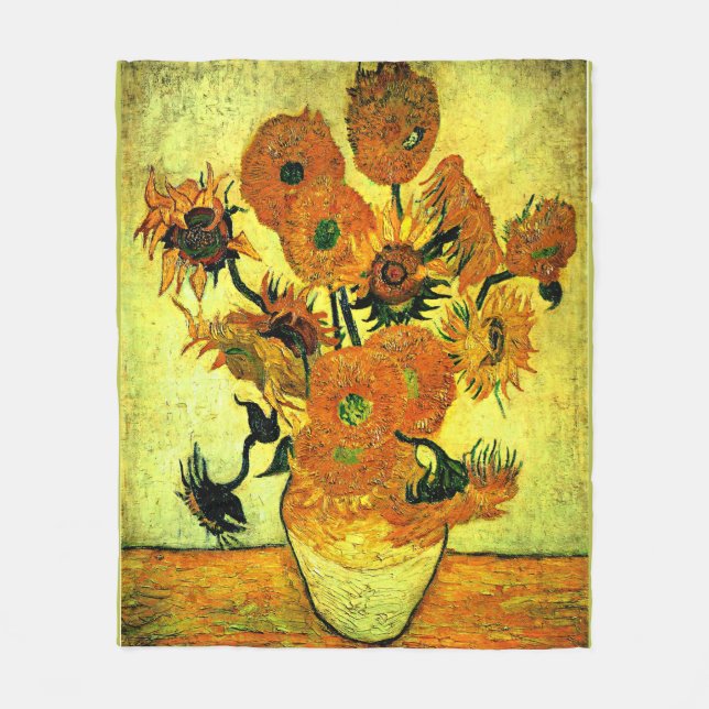Couverture Polaire Van Gogh - Tournesols 14, célèbre peinture, (Devant)
