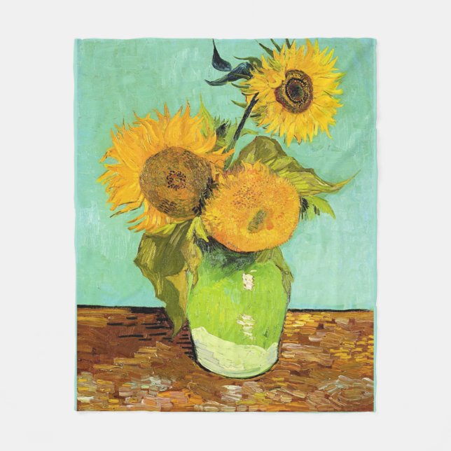 Couverture Polaire Van Gogh, Vase avec 3 tournesols (Devant)