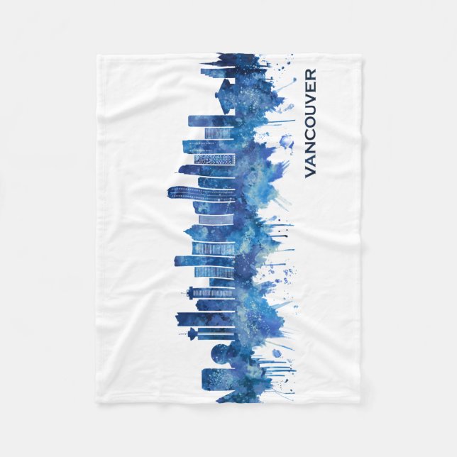 Couverture Polaire Vancouver Canada Skyline Blue (Devant)