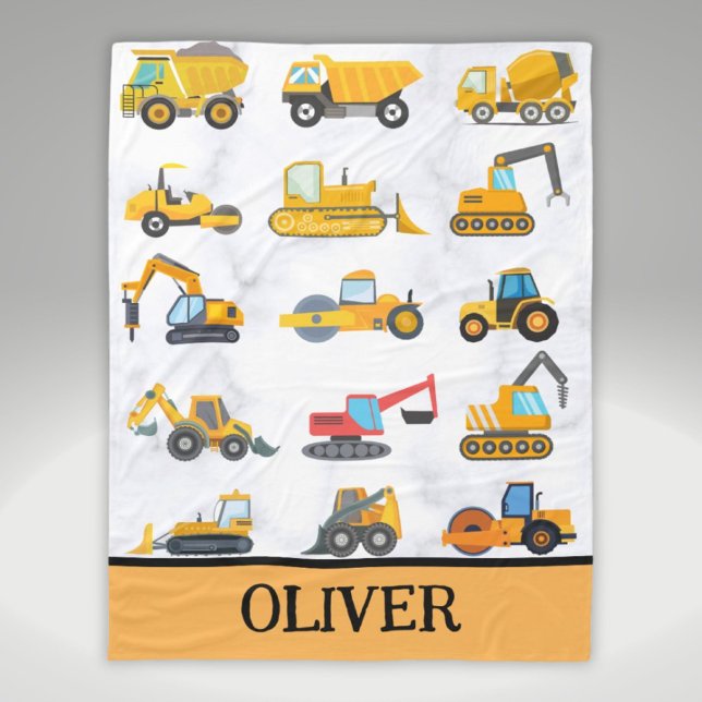 Couverture Polaire Véhicules de construction Jaunes mignons (Créateur téléchargé)